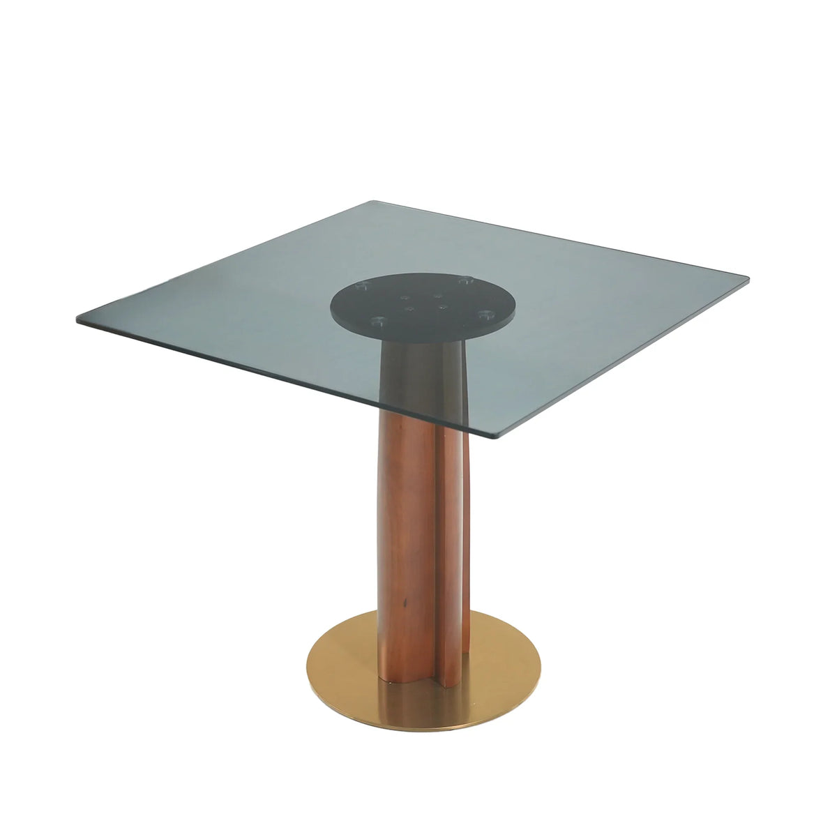 Oro Glass Bistro Table | 34" Gray Square With Wood Base