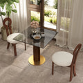 Oro Glass Bistro Table | 34" Gray Square With Wood Base