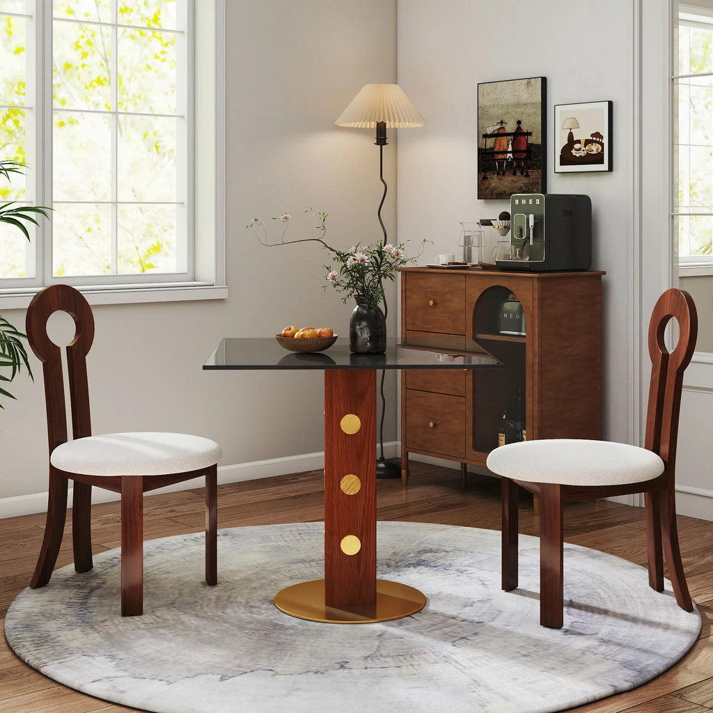 Oro Glass Bistro Table | 34" Gray Square With Wood Base