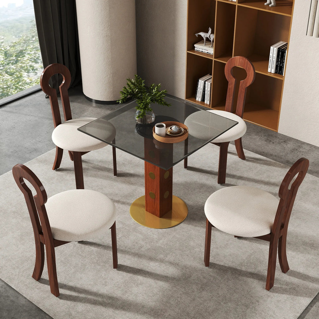 Oro Glass Bistro Table | 34" Gray Square With Wood Base