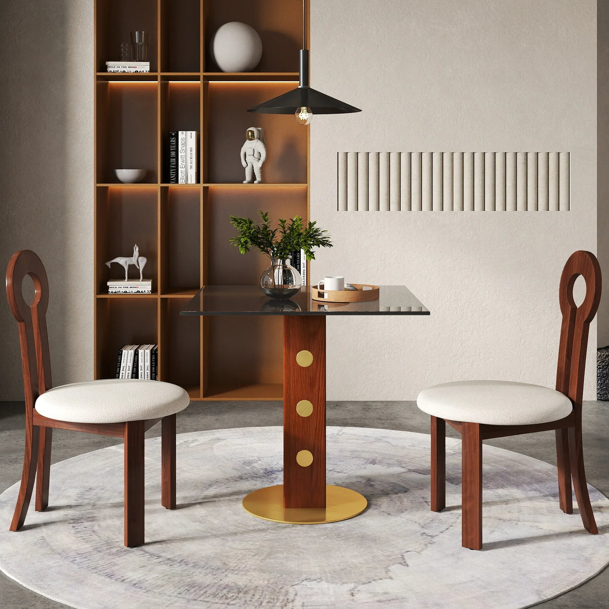 Oro Glass Bistro Table | 34" Gray Square With Wood Base