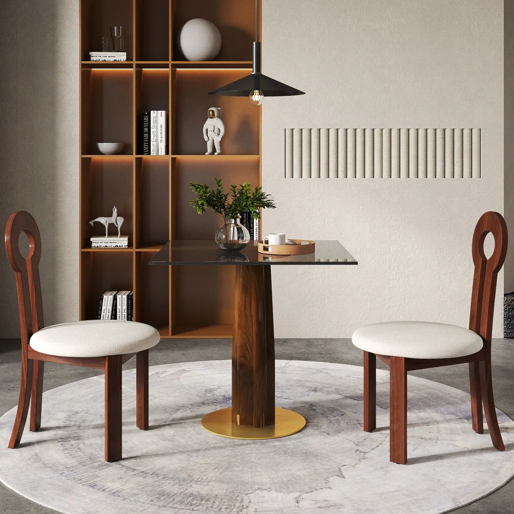 Oro Glass Bistro Table | 34" Gray Square With Wood Base