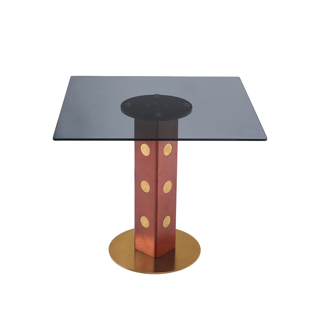 Oro Glass Bistro Table | 34" Gray Square With Wood Base