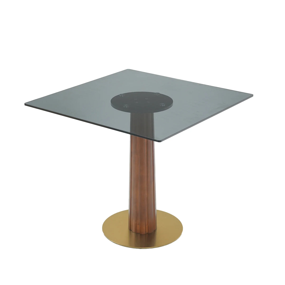Oro Glass Bistro Table | 34" Gray Square With Wood Base