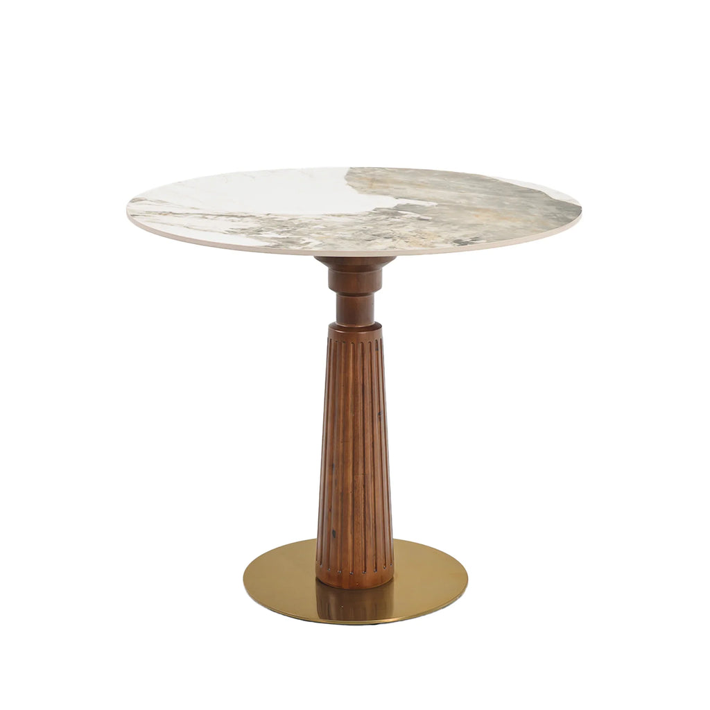 Nero Sintered Stone Bistro Table | 34" Pandora Round With Wood Base