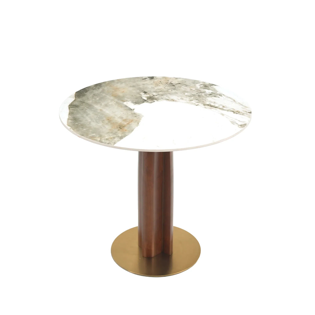 Nero Sintered Stone Bistro Table | 34" Pandora Round With Wood Base