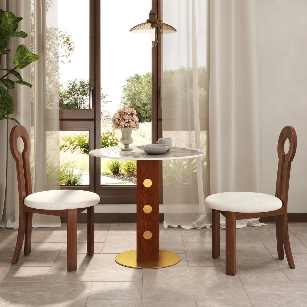 Nero Sintered Stone Bistro Table | 34" Pandora Round With Wood Base