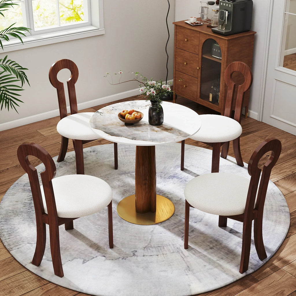 Nero Sintered Stone Bistro Table | 34" Pandora Round With Wood Base