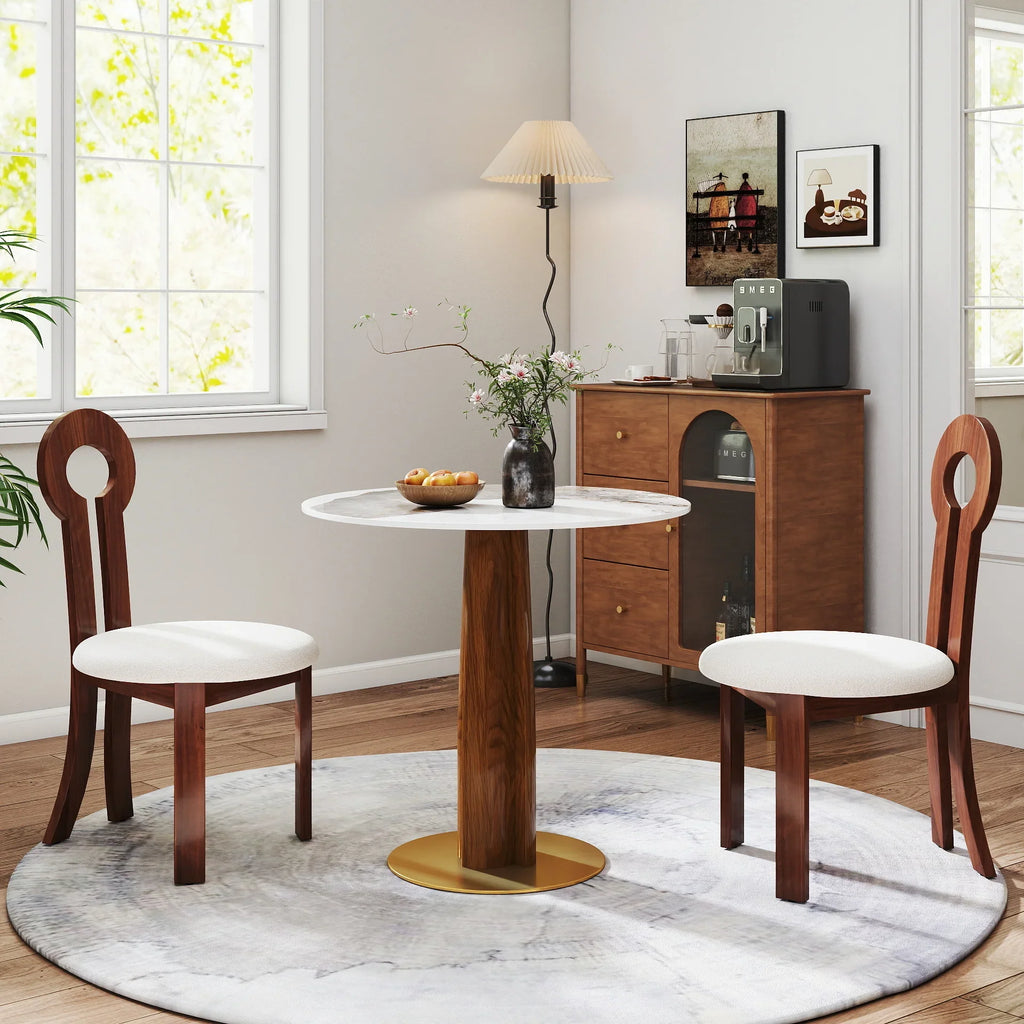 Nero Sintered Stone Bistro Table | 34" Pandora Round With Wood Base