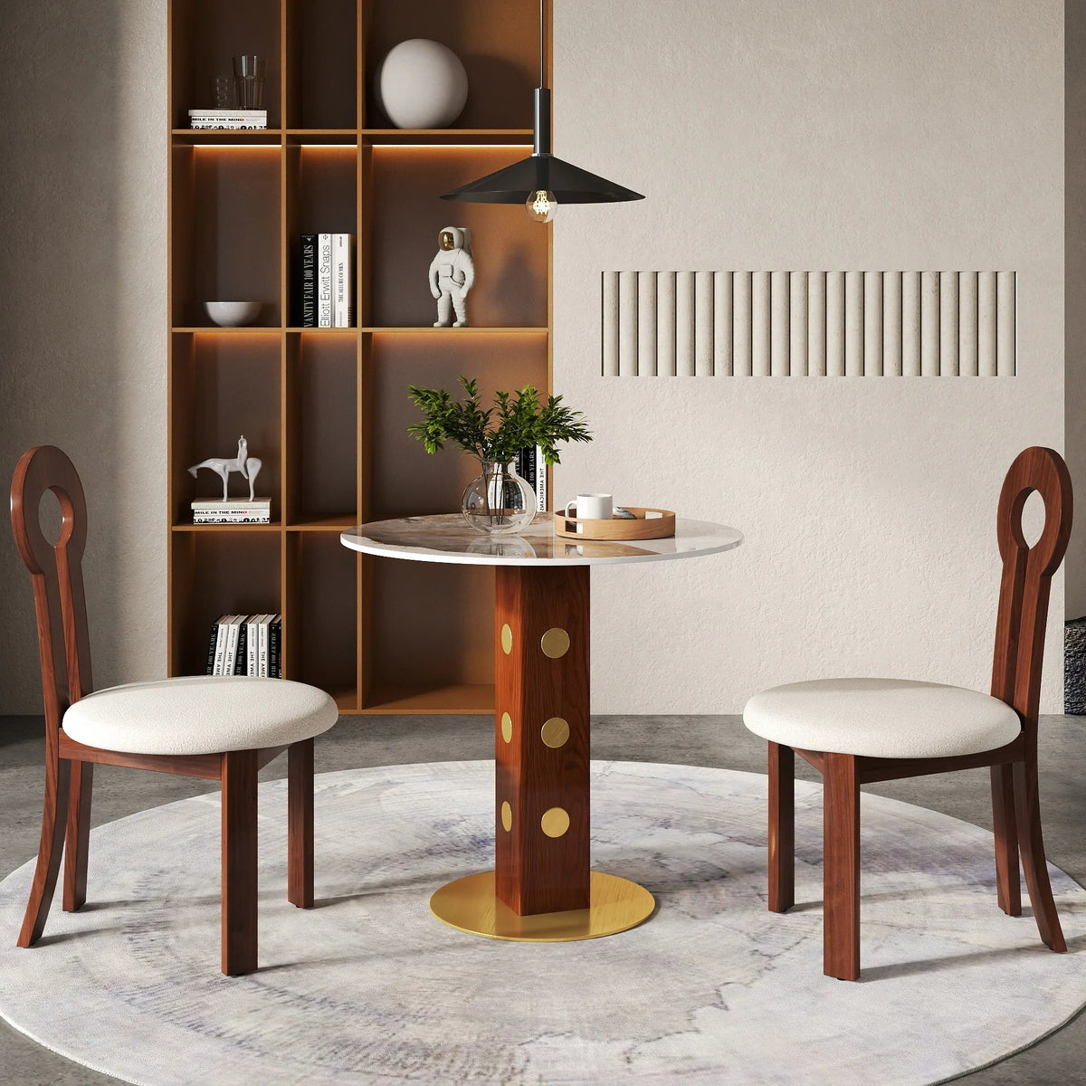 Nero Sintered Stone Bistro Table | 34" Pandora Round With Wood Base