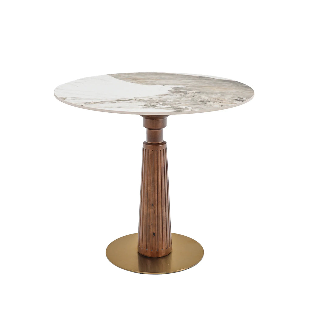 Nero Sintered Stone Bistro Table | 34" Pandora Round With Wood Base