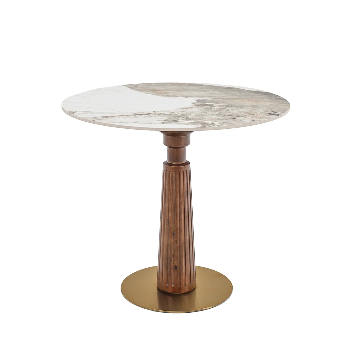 Nero Sintered Stone Bistro Table | 34" Pandora Round With Wood Base