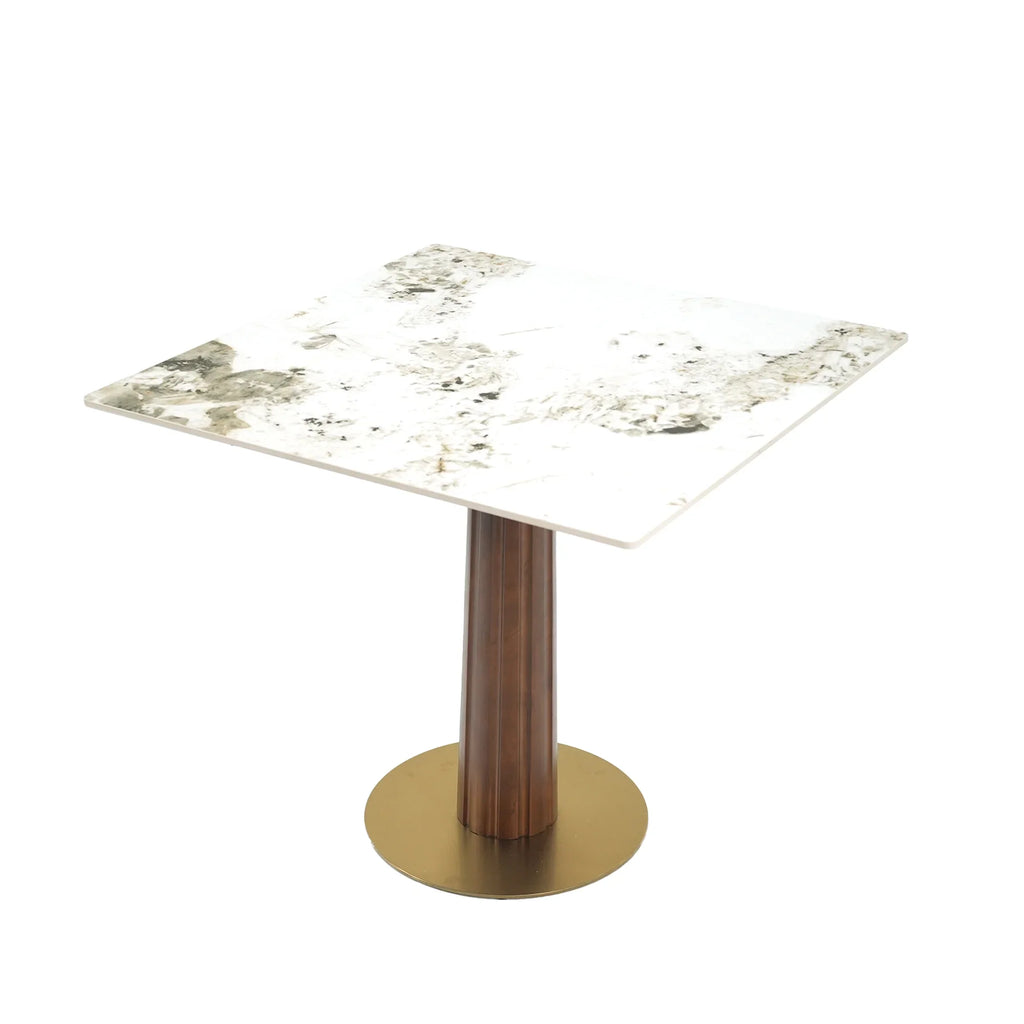 Nero Sintered Stone Bistro Table | 34" Pandora Square With Wood Base