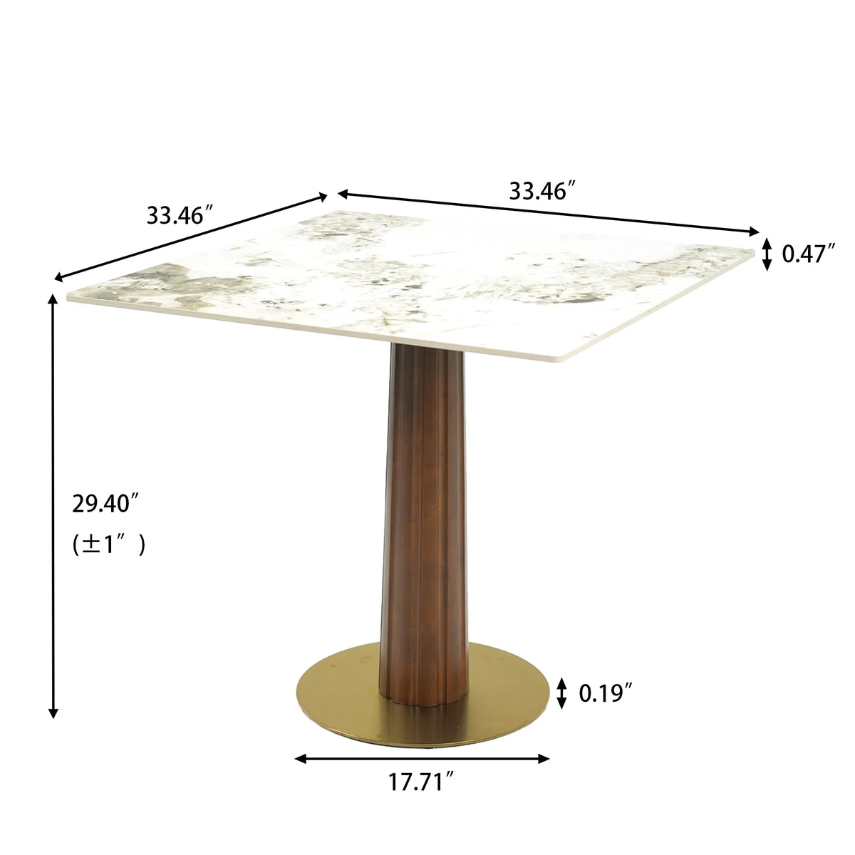Nero Sintered Stone Bistro Table | 34" Pandora Square With Wood Base