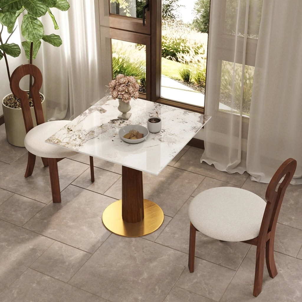 Nero Sintered Stone Bistro Table | 34" Pandora Square With Wood Base