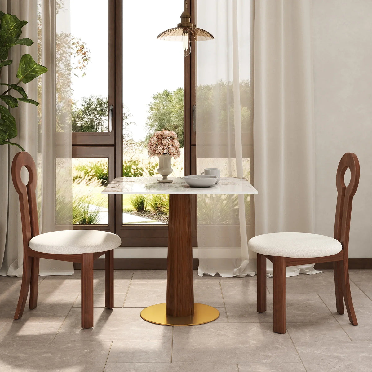 Nero Sintered Stone Bistro Table | 34" Pandora Square With Wood Base