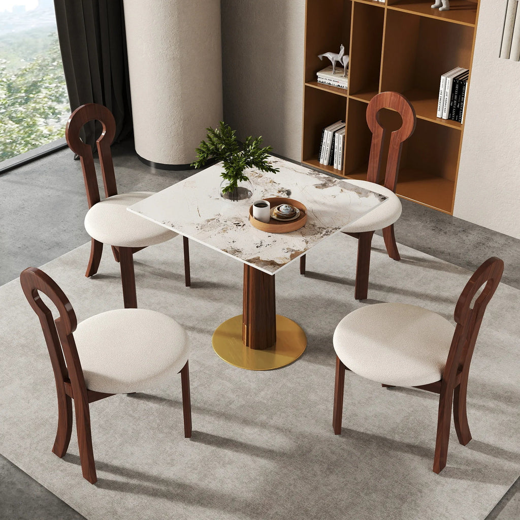 Nero Sintered Stone Bistro Table | 34" Pandora Square With Wood Base