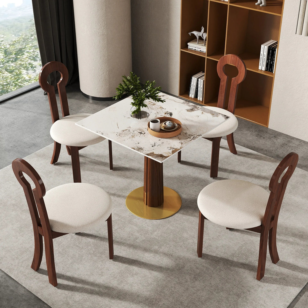 Nero Sintered Stone Bistro Table | 34" Pandora Square With Wood Base
