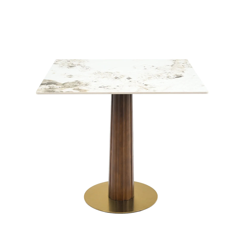 Nero Sintered Stone Bistro Table | 34" Pandora Square With Wood Base