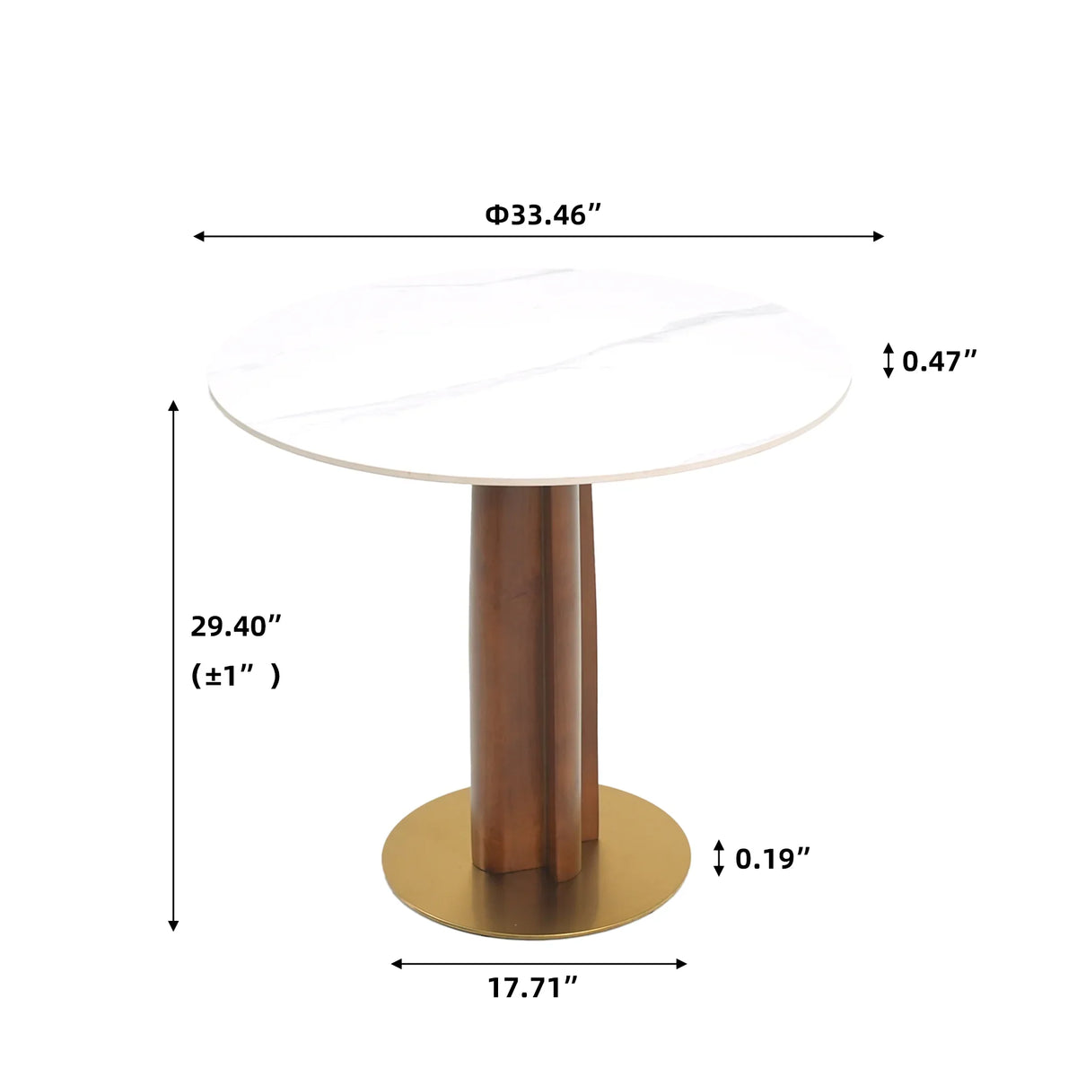 Nero Sintered Stone Bistro Table | 34" White Round With Wood Base