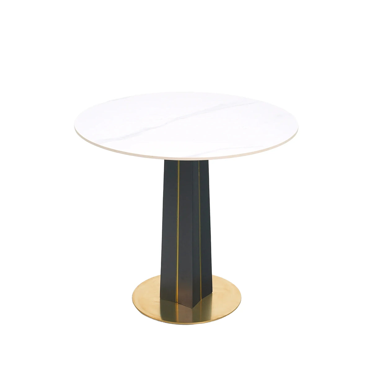 Nero Sintered Stone Bistro Table | 34" White Round With Wood Base