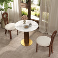 Nero Sintered Stone Bistro Table | 34" White Round With Wood Base
