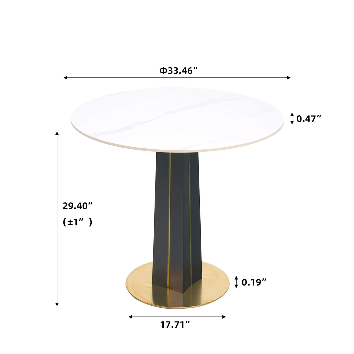 Nero Sintered Stone Bistro Table | 34" White Round With Wood Base