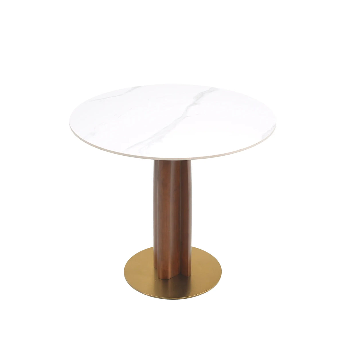 Nero Sintered Stone Bistro Table | 34" White Round With Wood Base