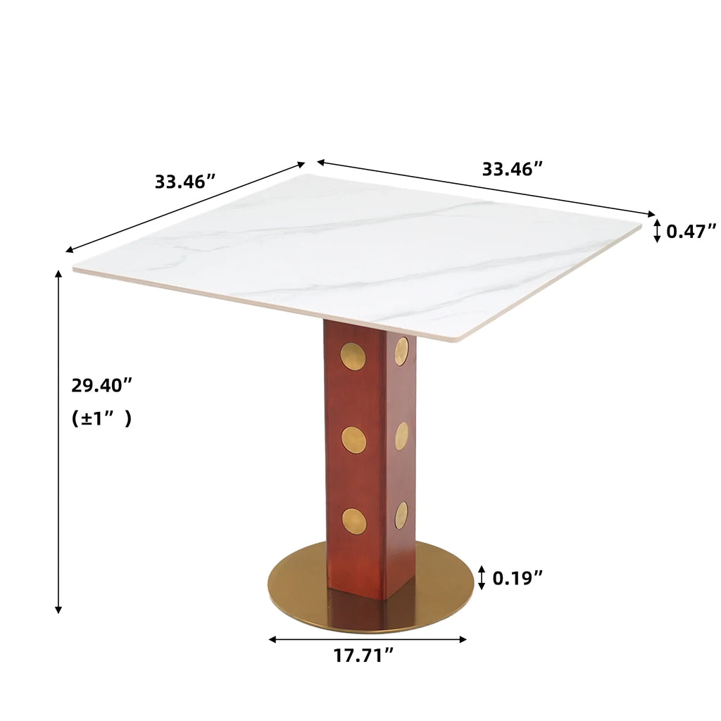 Nero Sintered Stone Bistro Table | 34" White Square With Wood Base