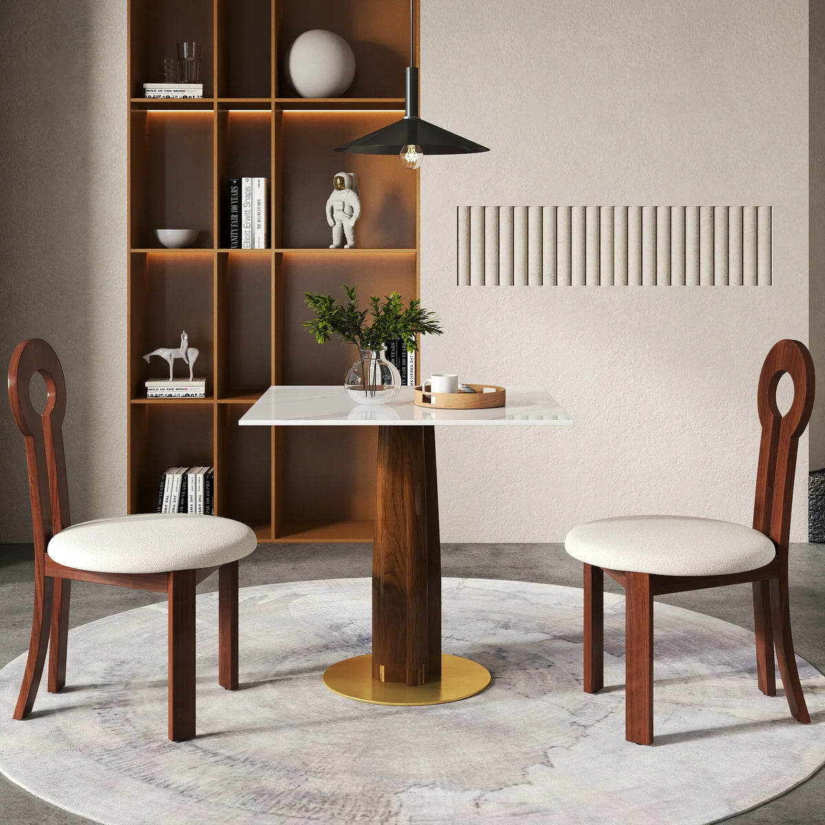 Nero Sintered Stone Bistro Table | 34" White Square With Wood Base