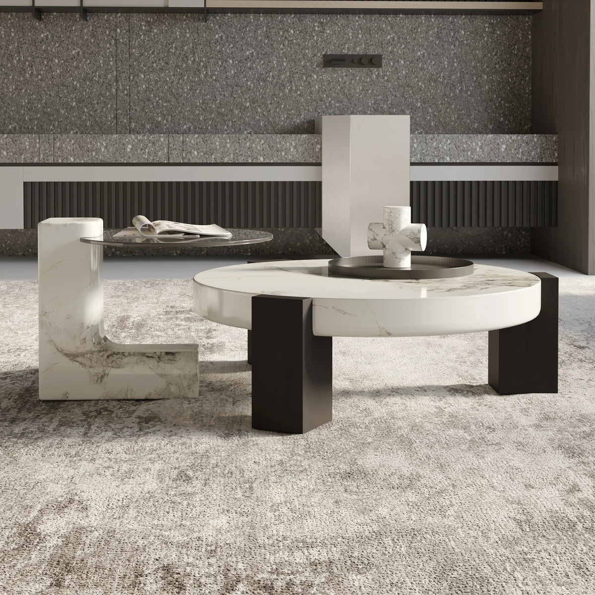 Aura Wood Coffee Table | 36" Monochrome Round With Nesting