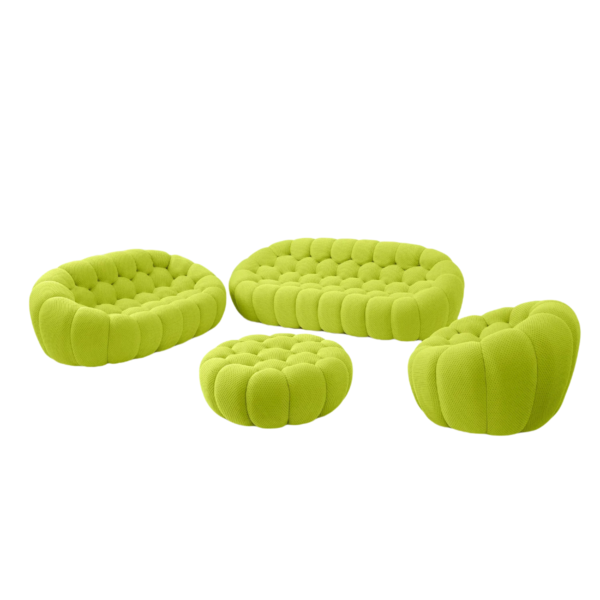 Essential 6-Seater lime-green 3D-Knitted Fabric Sofa Sets | 4-Piece (includes 1 Ottoman), 3D-Knitted Fabric, Roomy Layout