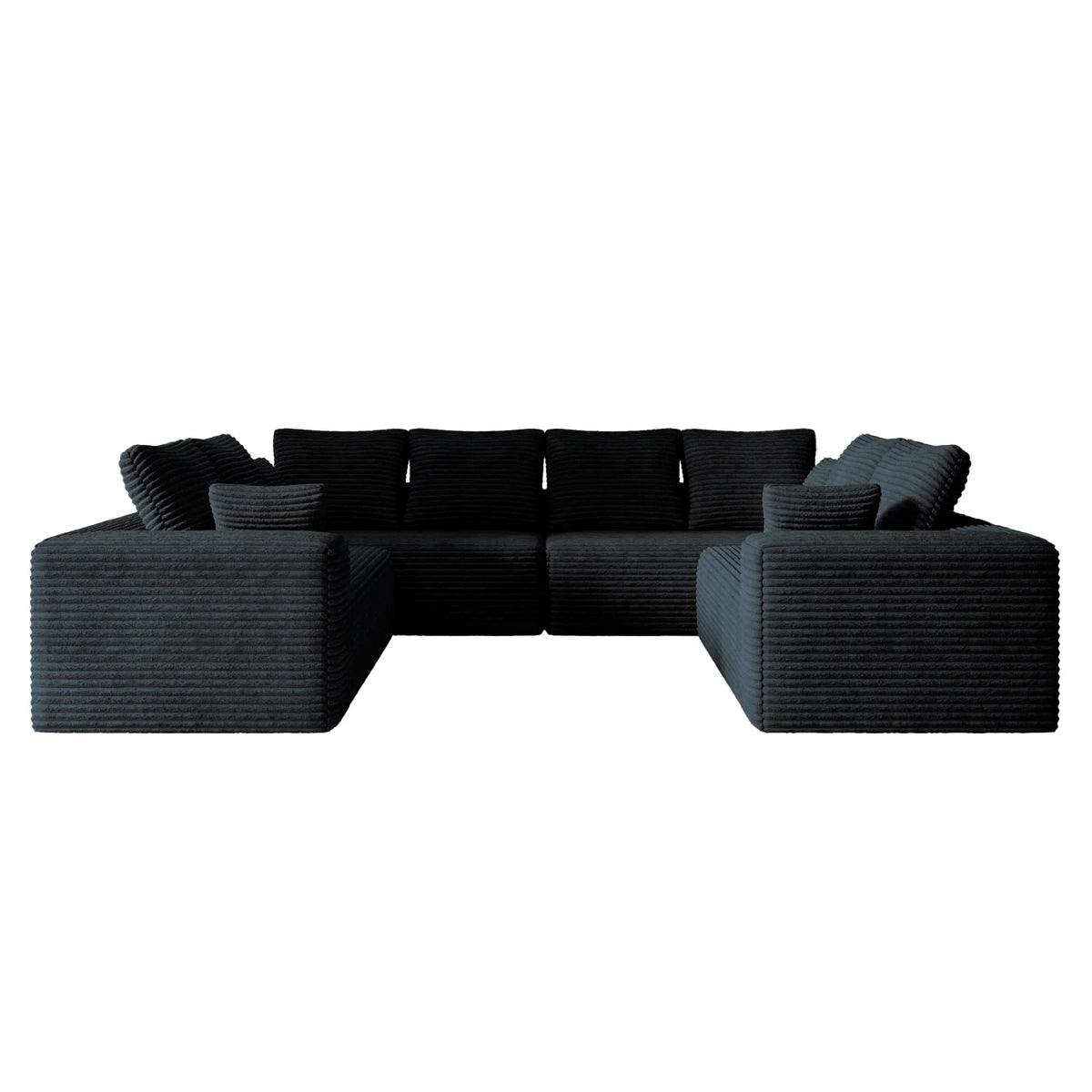 Matrix 8-Seater black Modular Symmetrical Sectionals | 4-Piece, Corduroy Fabric, Roomy Layout