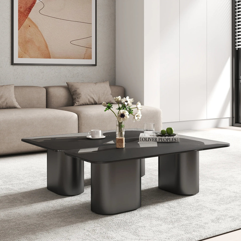 Zenith Glass Coffee Table | 40" Gray Square With 4 Legs