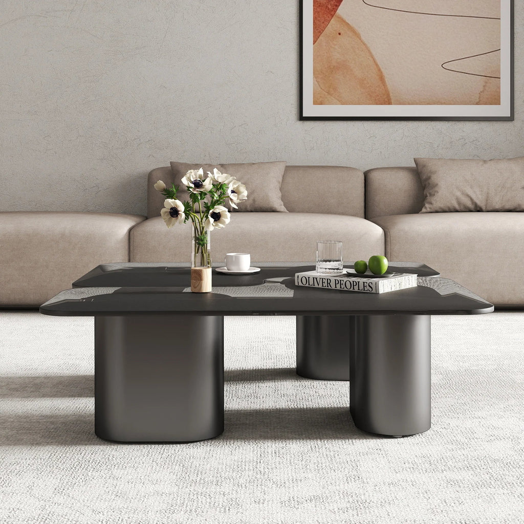 Zenith Glass Coffee Table | 40" Gray Square With 4 Legs