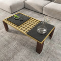 Grandeur Faux Marble Coffee Table | 48" Yellow Rectangular With Removeable Marble Slab