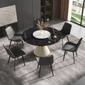 Marbella Sintered Stone Dining Table | 53" Matte Black Round With Lazy Susan Turntable