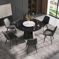 Marbella Sintered Stone Dining Table | 53" Matte Black Round With Lazy Susan Turntable