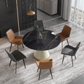 Marbella Sintered Stone Dining Table | 53" Matte Black Round With Leather-Covered Base