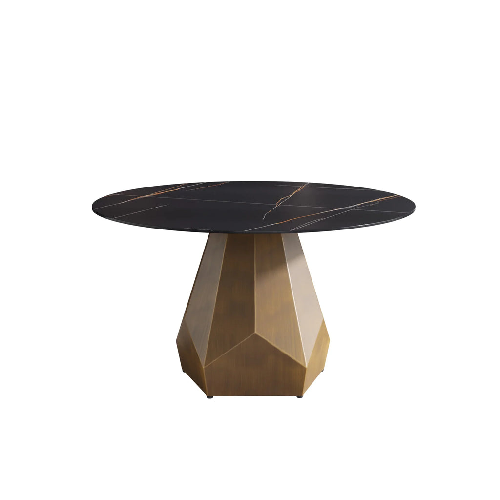 Marbella Sintered Stone Dining Table | 53" Matte Black Round With Metal Base