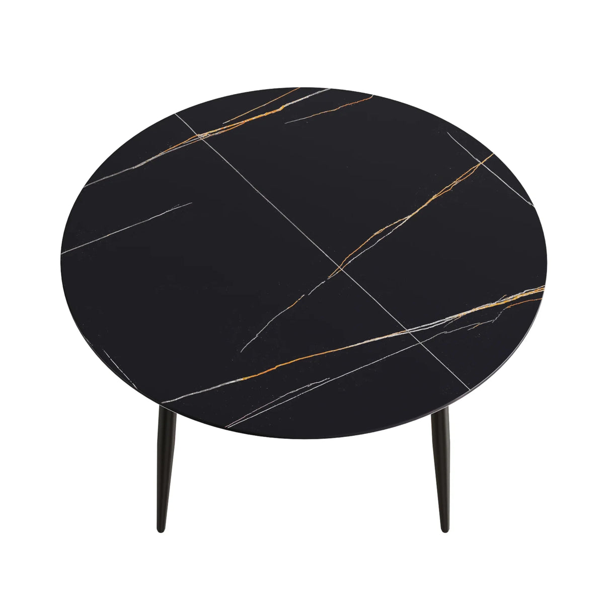 Marbella Sintered Stone Dining Table | 53" Matte Black Round With Metal Base