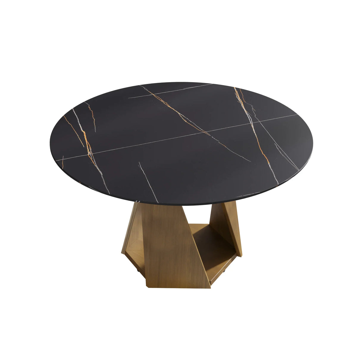 Marbella Sintered Stone Dining Table | 53" Matte Black Round With Metal Base