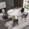 Marbella Sintered Stone Dining Table | 53" White Gloss Round With Leather-Covered Base