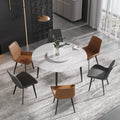Marbella Sintered Stone Dining Table | 53" White Gloss Round With Metal Base & Lazy Susan