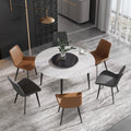 Marbella Sintered Stone Dining Table | 53" White Gloss Round With Metal Base & Lazy Susan