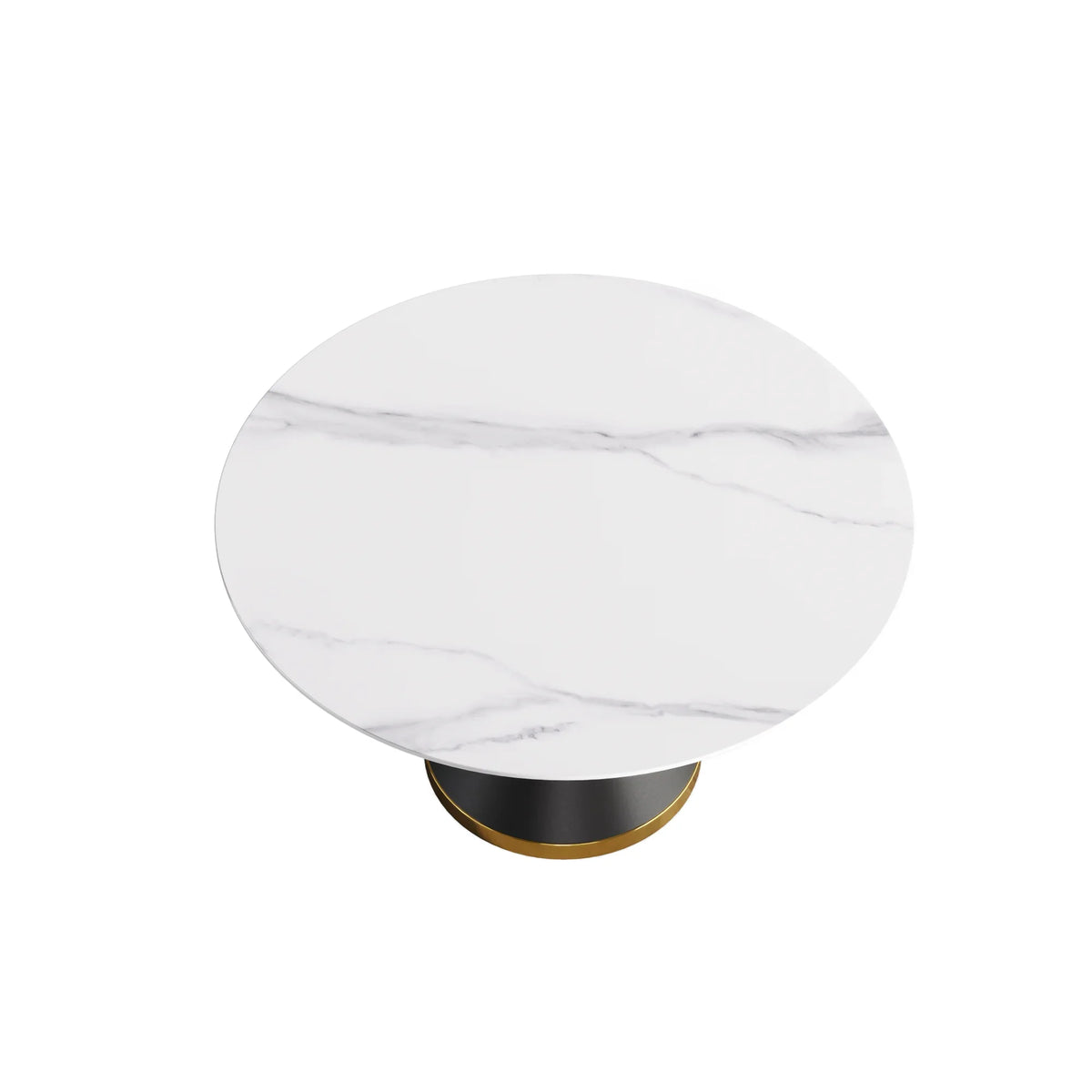 Marbella Sintered Stone Dining Table | 53" White Gloss Round With Metal Base