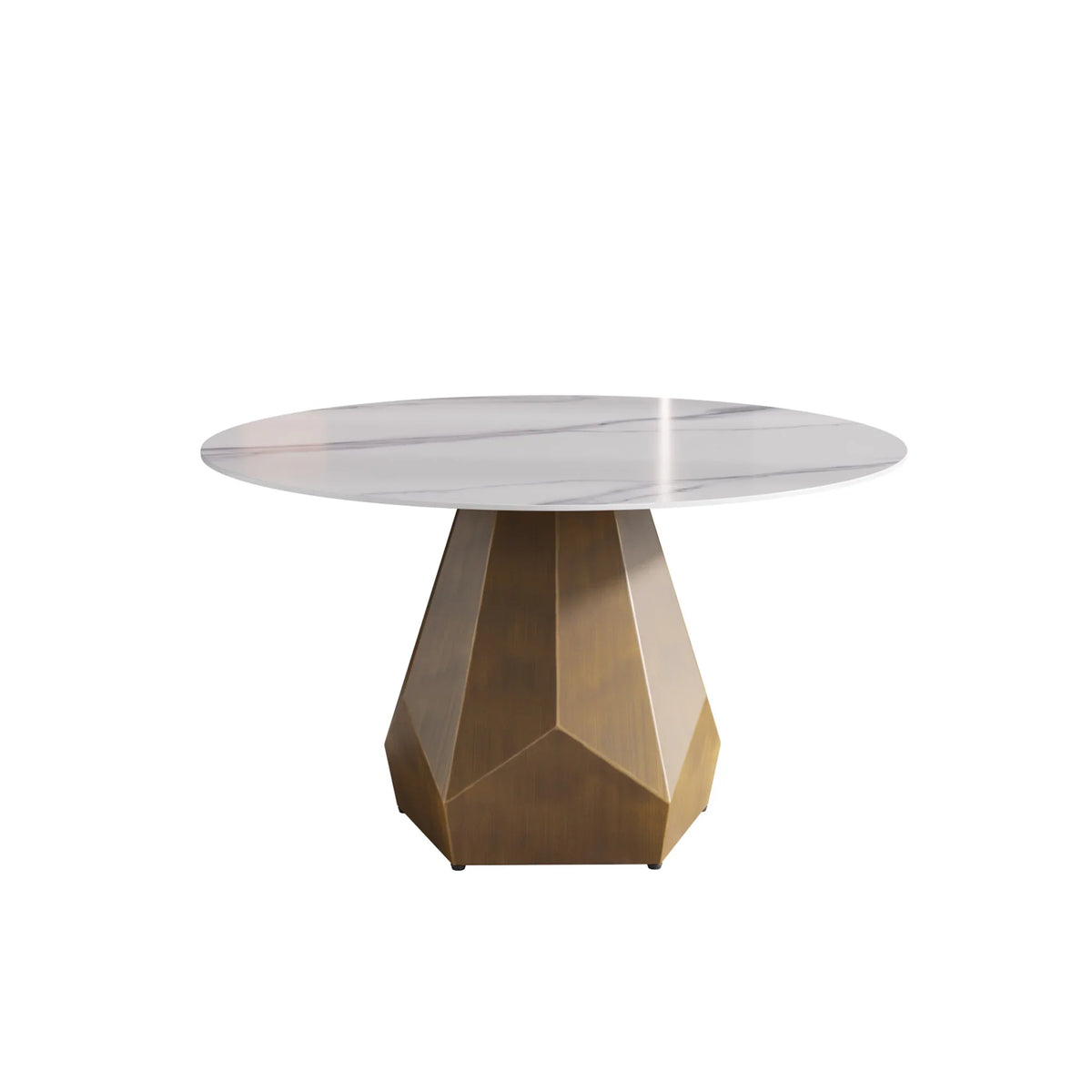 Marbella Sintered Stone Dining Table | 53" White Gloss Round With Metal Base