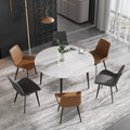 Marbella Sintered Stone Dining Table | 53" White Gloss Round With Metal Base