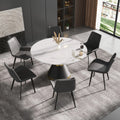 Marbella Sintered Stone Dining Table | 53" White Gloss Round With Metal Base