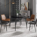 Marbella Sintered Stone Dining Table | 59" Matte Black Round With Metal Base & Lazy Susan